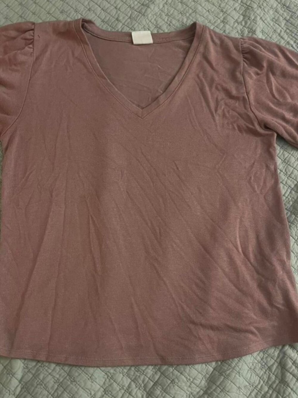 Mod Ref Pink V-Neck Cotton Top Size L